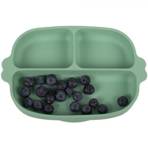 Set hranire bebe farfurie silicon si tacamuri, verde, KidsCare - Img 2