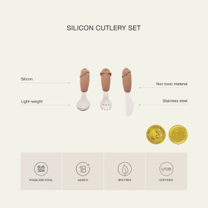 Set tacamuri din inox si silicon - Unicorn Blush Pink, 3 piese, Citron - Img 2