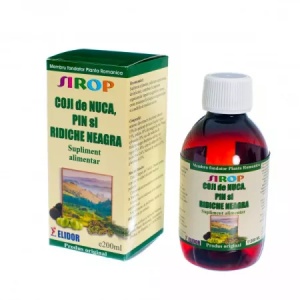 Sirop din coji de nuca, muguri de pin si ridiche neagra, 200ml, Elidor