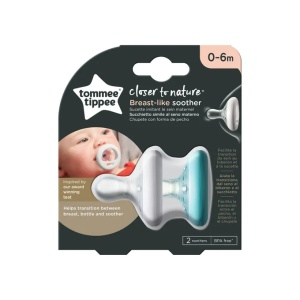 Suzeta Closer to Nature alb/verde 0-6L, 2 bucati, TT 0303, Tommee Tippee