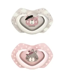 Suzeta simetrica silicon Bonjour 0-6 luni+ pink, 22/647, 2 bucati, Canpol