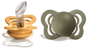 Suzete 6-36 luni ortodontice silicon honey bee-olive, 2 bucati, Bibs Couture