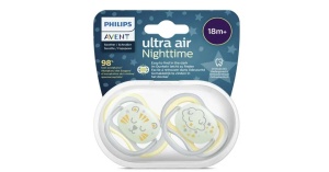 Suzete din silicon Ultra Air fosforescent 18l+, 2 bucati, SCF376/01, Avent