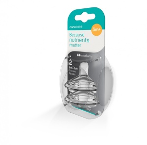 Tetine din silicon cu flux mediu, 3l+, 2 bucati, Nanobebe - Img 2
