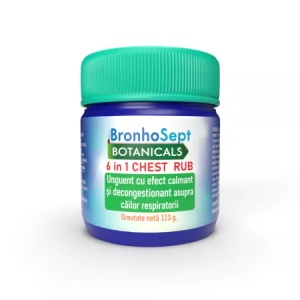 Unguent Chest Rub Decongestionant BronhoSept, 113g, Justin Pharma