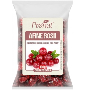 Afine rosii uscate (merisoare) fara zahar, 100g, Pronat