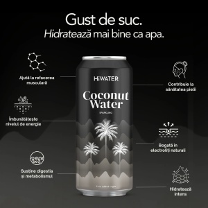 Apa naturala cocos Sparkling, 320ml, Hiwater 2
