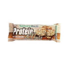 Baton energizant fara zahar cu caramel sarat si nuci, 45g, Nature Tech