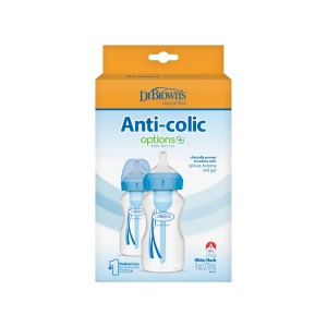 Biberon cu gat larg din plastic, 270ml, albastru, 2 bucati, WB92405, Dr. Browns