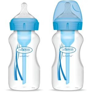 Biberon cu gat larg din plastic, 270ml, albastru, 2 bucati, WB92405, Dr. Browns - Img 2