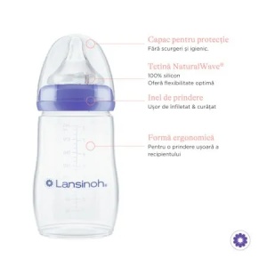 Biberon cu tetina M NaturalWave, +3luni, 240ml, Lansinoh - Img 2