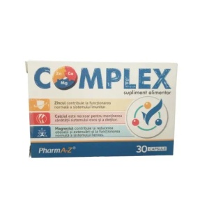 Calciu + Magneziu + Zinc Complex, 30 capsule, PharmA-Z