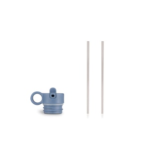 Capac rezerva pentru sticla termos Dark Blue + 2 paie, Citron