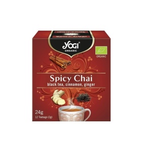 Ceai bio Spicy Chai cu ceai negru, scortisoara si ghimbir, 12 plicuri, Yogi Tea