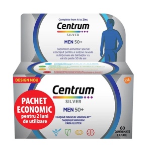 Centrum Silver 50+ pentru barbati, 60 comprimate, GSK
