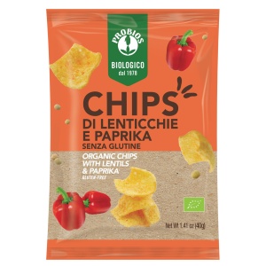 Chipsuri bio cu linte si paprika, 40g, Probios