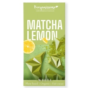 Ciocolata albă cu matcha și lămâie, 60g, Benjamissimo