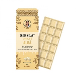 Green Velvet Ciocolata alba fara zahar, 100g, Remedia