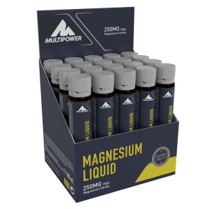 Magneziu lichid cu aroma de piersici si zmeura, 25ml, 20 fiole, Multipower