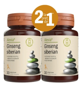 Pachet Ginseng Siberian, 30 comprimate, Alevia (1+1)