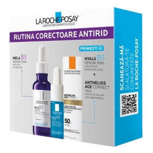 Pachet Mela B3 Serum, 30ml + Mini Anthelios Age Correct, 15ml + Mini Hyalu B5 Serum, 10ml, La Roche-Posay