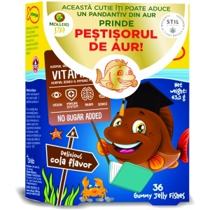 Pestisori gumati Omega-3 cu aroma de cola, 36 jeleuri, Moller's