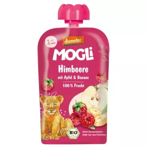 Piure fructe zmeura, mere, banane ECO, 100g, Mogli