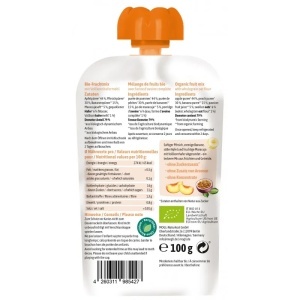 Piure piersici, banane, mar, fructul pasiunii si ovaz Eco, Mogli, 100g, Managis - Img 2