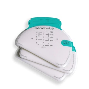 Pungi pentru stocarea laptelui matern, 150ml, 50 bucati, Nanobebe