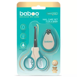 Set ingrijire unghii bebe cu forfecuta si unghiera, Verde, 0 luni+, Baboo