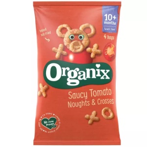 Snack din porumb expandat cu rosii bio, +10 luni, 4 bucati, Organix