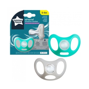 Suzeta Sensitive alb/turcoaz, 0-6L, 2 bucati, TT 0328, Tommee Tippee
