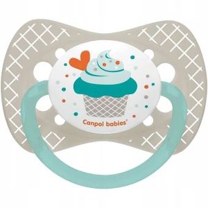 Suzeta simetrica silicon Cupcake gri, 18L+, 23/284, Canpol