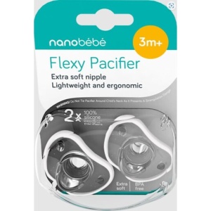 Suzete flexibile din silicon, 0-3l, Alb, 2 bucati, Nanobebe - Img 2