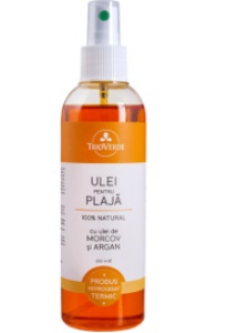 Ulei de plaja natural cu ulei de morcov si argan, 200ml, Trio Verde