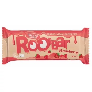 Baton cu capsuni si glazura roz bio, 30g, Roobar