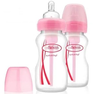 Biberon cu gat larg anti-colici, 270ml, roz, 2 bucati, WB92305, Dr. Browns - Img 2