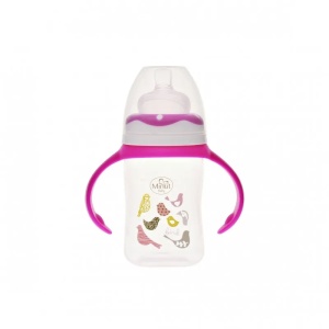 Biberon cu gat larg si manere, tetina silicon, 0+, 150 ml, Minut Baby - Img 7