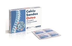 Calciu Sandoz Osteo, 1000mg/880 UI, 30 comprimate masticabile, Sandoz