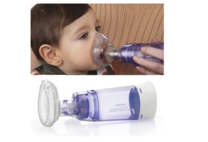 Camera de inhalare PHILIPS Respironics Optichamber Diamond 1079822, 0-18 luni, alb-albastru - Img 3