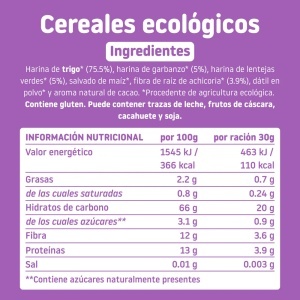 Cereale expandate Bio cu gust de ciocolata, 300g, Smileat - Img 3