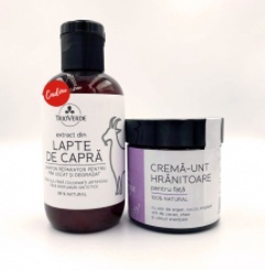 Crema - Unt hranitoare pentru fata 50 g + Sampon reparator cu lapte de capra 100 ml, Trio Verde