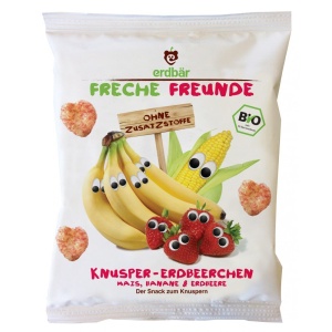 Gustare crocanta cu banane si capsuni Eco, 30g, Erdbar