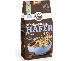 Musli bio cu fulgi si picaturi de ciocolata, fara gluten, 425g, Bauck Hof