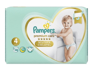 PAMPERS 4 Premium Care Pants (9-15kg) x 38buc