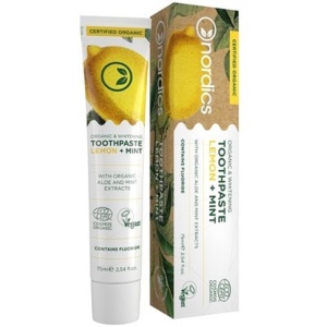 Pasta de dinti albire cu lamaie si menta Bio, 75ml, Nordics