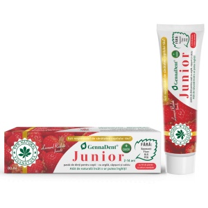 Pasta de dinti GennaDent Junior cu argila si capsuni, 80ml, Vivanatura - Img 2