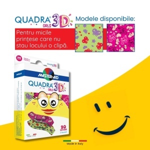Plasturi pentru copii Quadra 3D Girls Master-Aid, 20 bucati, Pietrasanta Pharma - Img 5