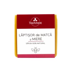 Sapun natural cu laptisor de matca si miere, 110g, Trio Verde