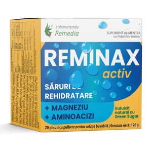Saruri de rehidratare + Magneziu + Aminoacizi Reminax Activ, 20pl, Remedia